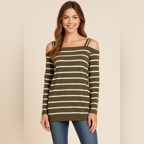 Ralph Lauren Tops - ☘️Lauren Ralph Lauren Women's Cold Shoulder Striped Tunic – Size L☘️